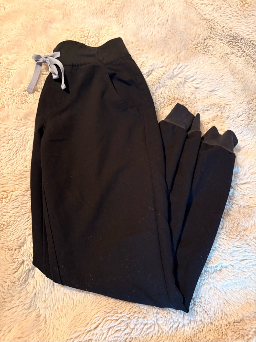 Figs Women XS Black Jogger Pants with Gray Drawstring